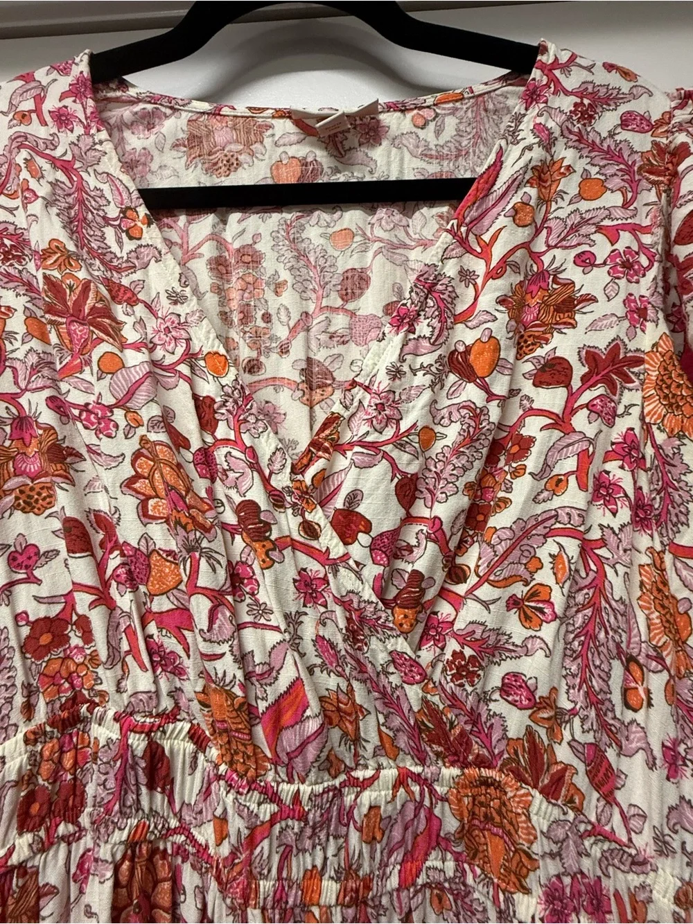 Knox Rose Floral Boho Maxi Dress Size Medium Pink Orange Flutter Sleeve - Picture 3 of 7